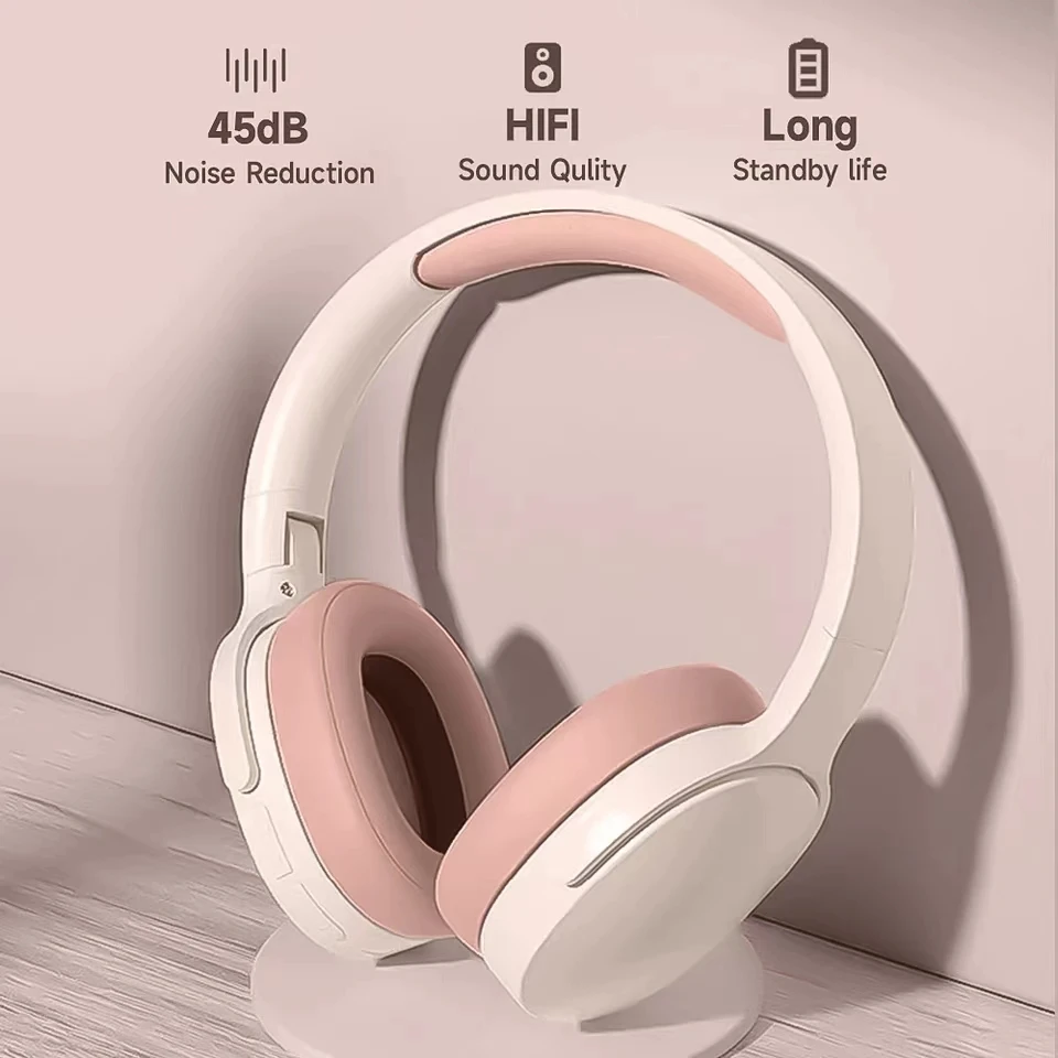 NEW Wireless Bluetooth Headphones Over Ear HIFI Stereo Headsets True Sports With Earphones TF/AUX Music Player with HD Mic Gifts