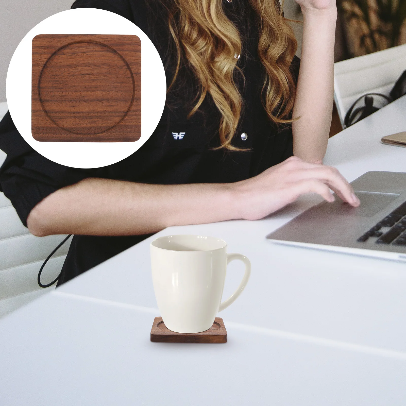 

Wooden Coaster Wood Craft Groove Design Simple Heat Insulation Cup Mat for Home Bar Restaurant Tea Cup Placemat Protective