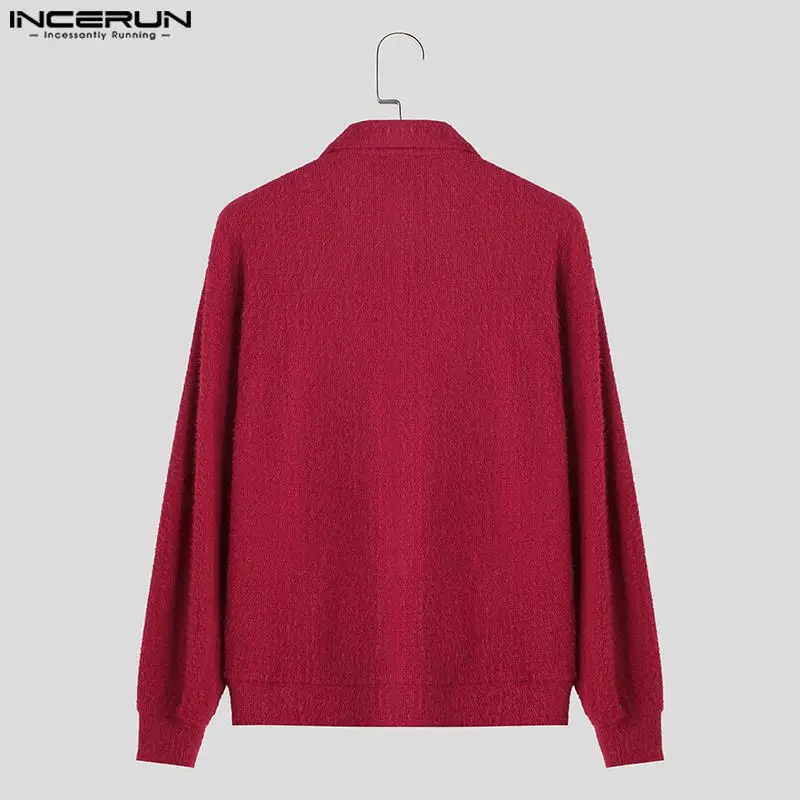 2024 Herren Strickjacke solide gestrickte Revers Langarm Knopf männliche Pullover Streetwear Mode lässig Männer Kleidung S-5XL Incerun