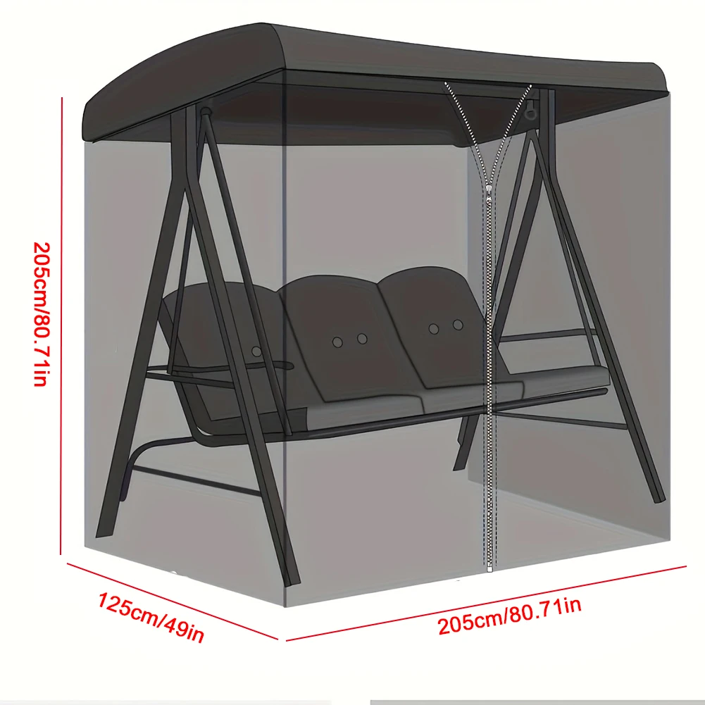 

Rocking Chair Mesh Cover Waterproof Garden Swing Cover Zipper Closure Rectangle Netting Curtain for Outdoor Patio