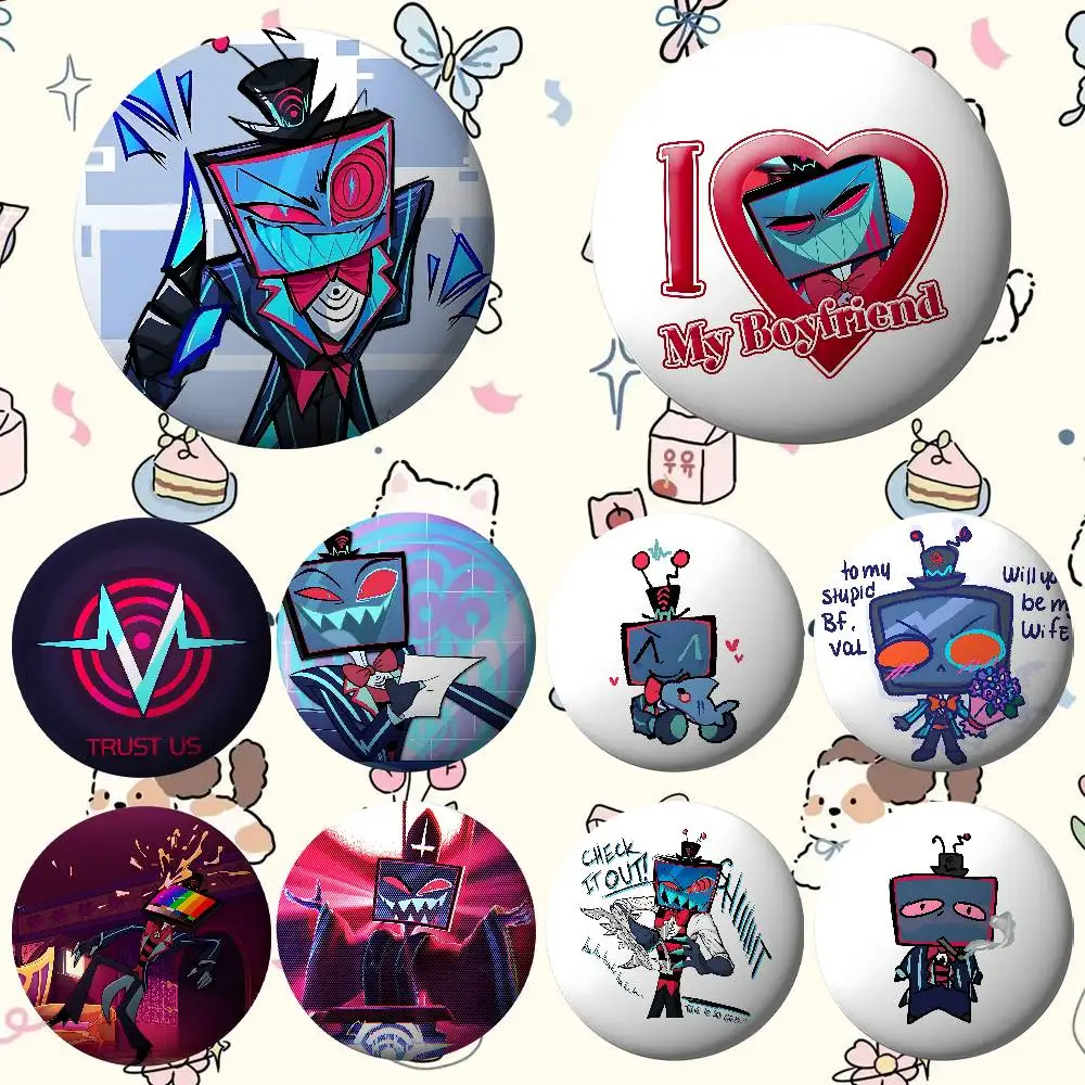 Hazbin Vox H-HotelS Trust Us Abzeichen Weiche Anstecknadel aus Weißblech Metall-Badge Individueller Schmuck Accessoires für Hut Tasche Revers
