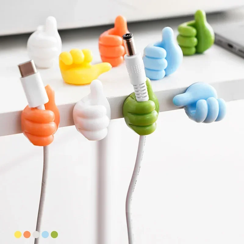 10pcs Cable Organizer for Desk Thumb Cable Holder Self Adhesive Silicone Organizer Desk Cables Support Wire Management Tray