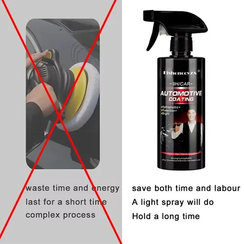 Imagen 2 del producto Revestimiento de cerámica para coches, 500ML, 9H, Nano vidrio líquido plateado, cristal hidrofóbico, resistente al agua, pintura de pulido, dureza, esmalte de coche