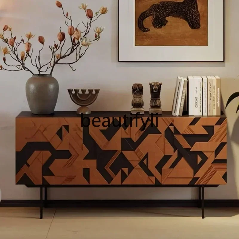 

25LDVintage Style Solid Wood Entryway Cabinet Living Room Home Foyer Storage Cabinet Modern Simple Oak Sideboard