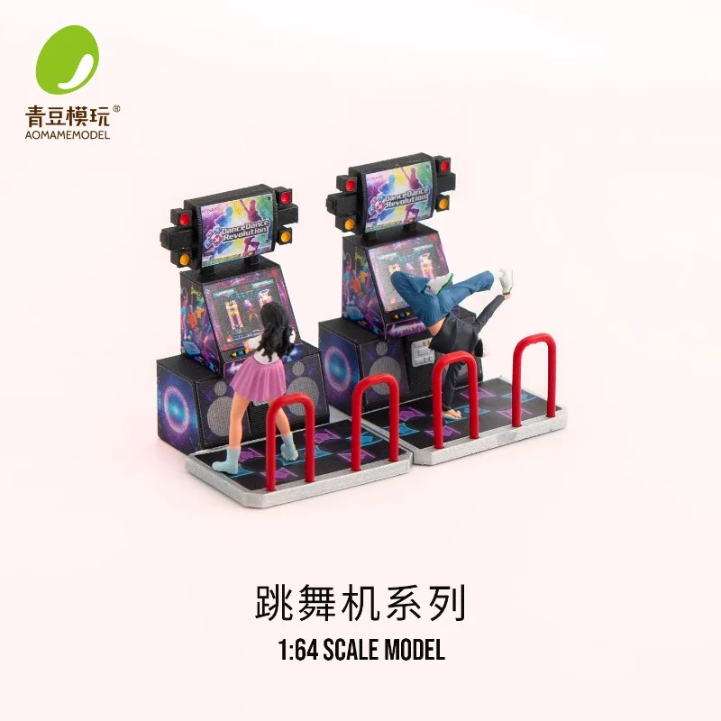 Video Game Room Dance Machine 1:64 Dancing Girls Boys Action Figures Miniature Scene Figurine Model Sand Table Photography Props
