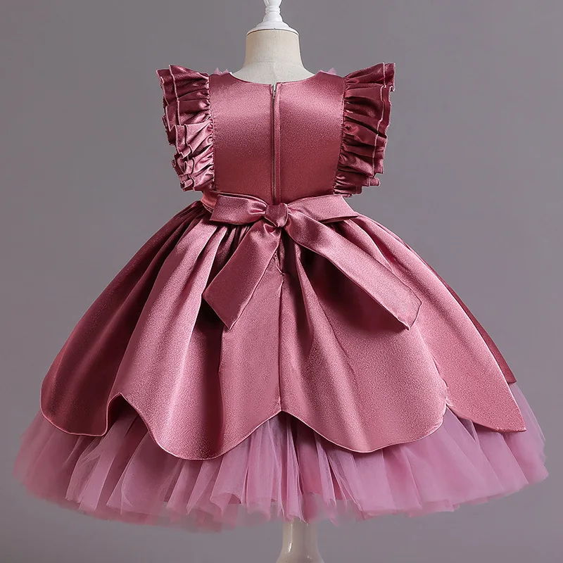 Wedding Birthday Dresses For Girls 3-12Years Elegant Party Sequins Tutu Christening Gown Kids Children Formal Pageant Clothes