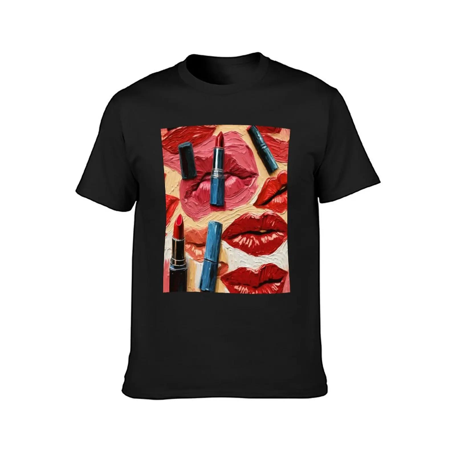 Seductive Red: A Visual Symphony of Lips and Lipsticks T-Shirt aesthetic clothes blanks tshirts for men