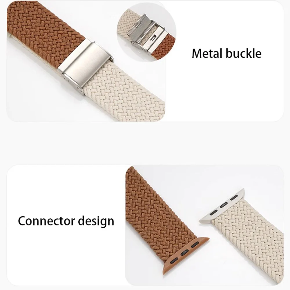 Nylon Stretch Bands for Apple Watch Strap 44mm 45mm 49mm 40mm 41mm 42mm Colorblock Woven bracelet iWatch series 9 8 7 SE 6 5 4 3 image 3