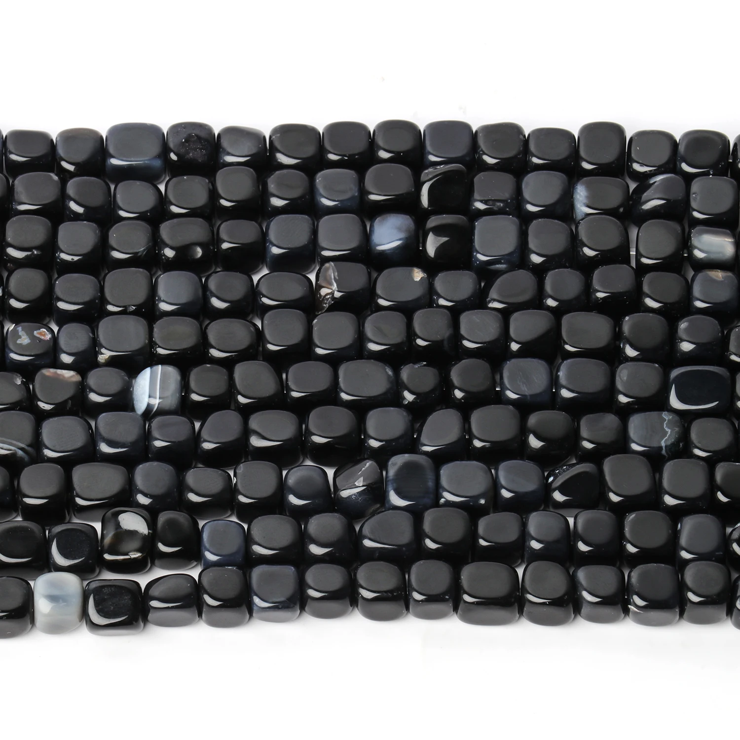 8x8mm Square Black Onyx Bead Natural Stone Cube Agate Loose Spacer Beads for Jewelry Making Supplies DIY Charms Bracelets 15\'\'