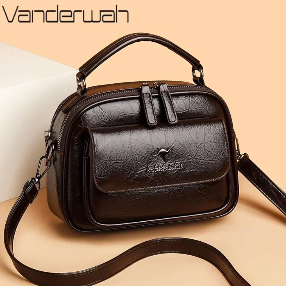 

VANDERWAH Small Women's Bag High Quality Soft Leather Handbag Luxury Designer Shoulder Crossbody Bag Retro Style Messenger Bag