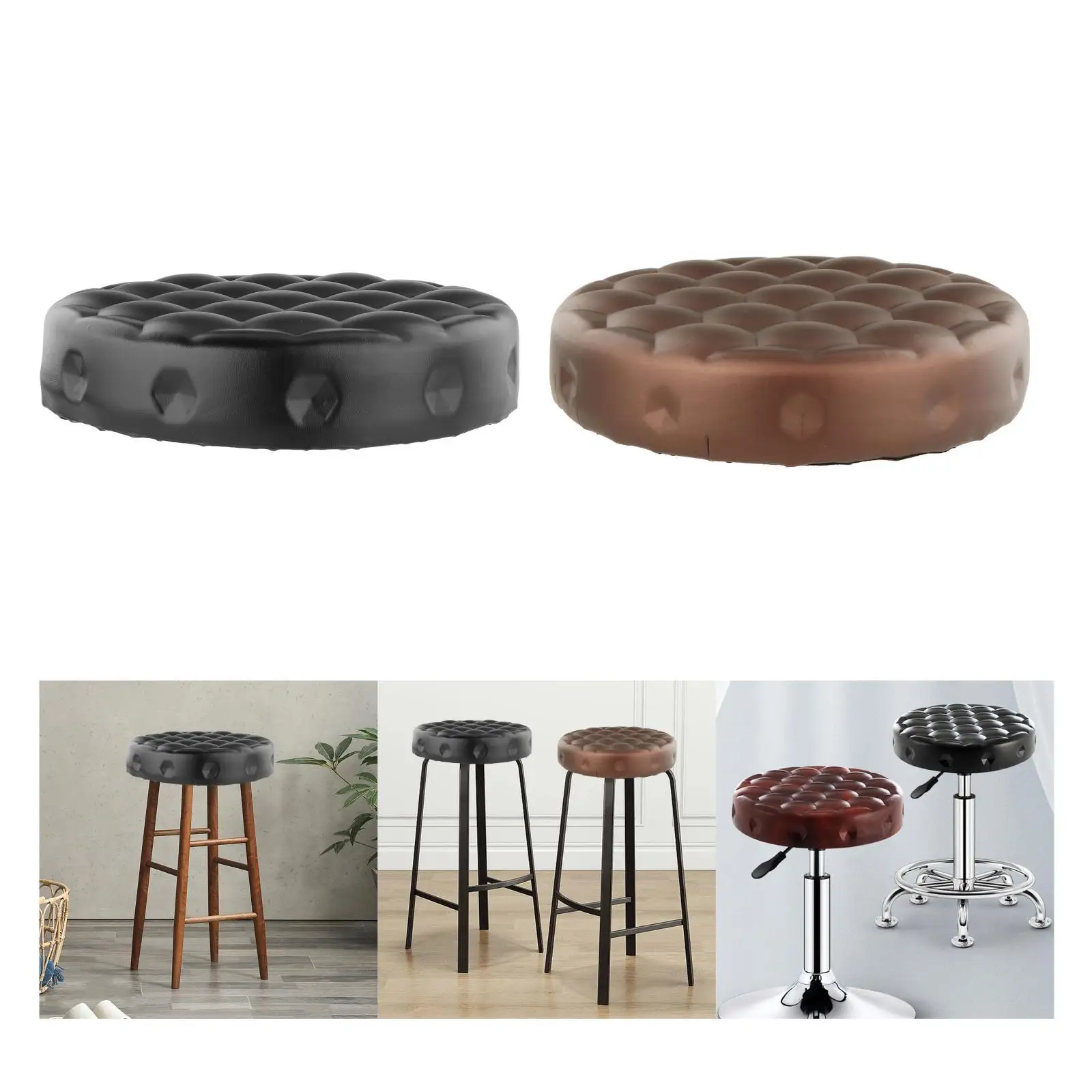 Barstool Cushions Round PU Leather Washable Standard for Beauty Salon SPA