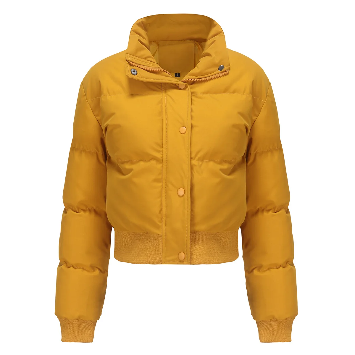 2026 Fashion Super-short Cotton-padded Jacket Women's Autumn Winter Stand-collar Coat Thicken Warm Parkas High-waisted Outerwear