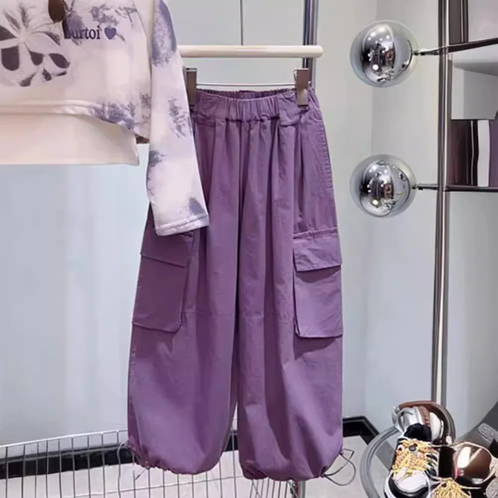 Costumes violets pour filles, sweat à capuche et ensemble FJ2 pièces, vêtements de style européen, nouvelle collection automne 2024