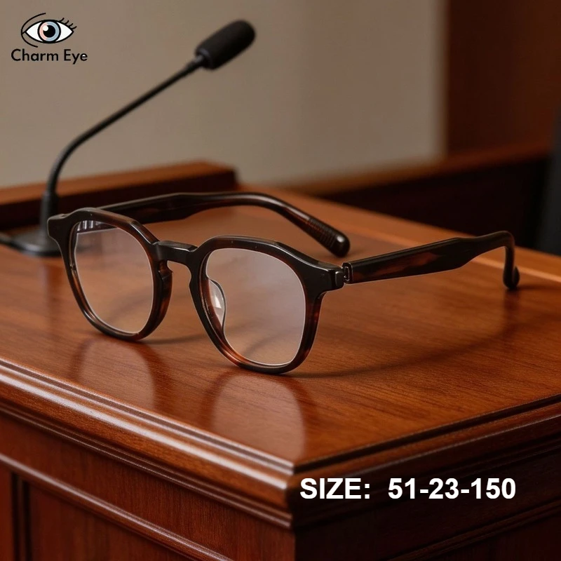 Men's Square Glasses Black High-end Fashionable Optical Acetate Eyeglasses Frame Myopia Anti Blue Light Computer Office Eyewear