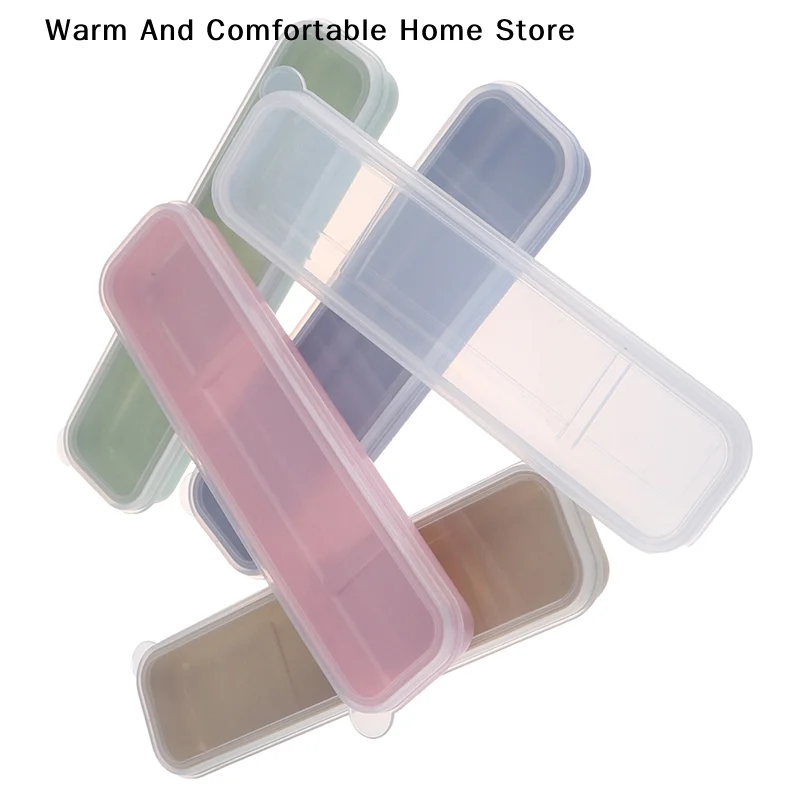 【SE】1PC Reusable Practical Transparent Cover Wheat Straw Cutlery School Tableware Box