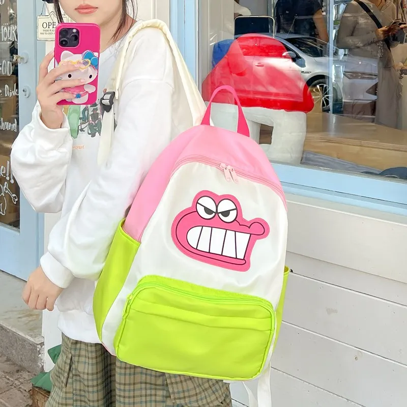 日本アニメクレヨンしんちゃんミスタークロコダイルバックパックキッズスクールバッグ漫画少年少女軽量耐久性のある旅行バックパック