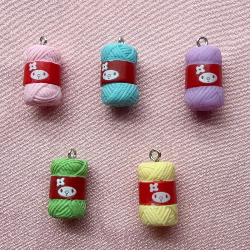 10pcs resin three-dimensional yarn pendant, DIY jewelry making earrings, keychain accessories