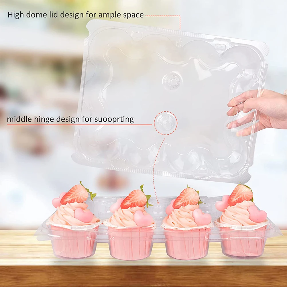 

2Pcs Cake Container Set Dessert Egg Tart Boxes PET Holders Transport Bakery Family Safe Material Practical Packaging Cupcakes
