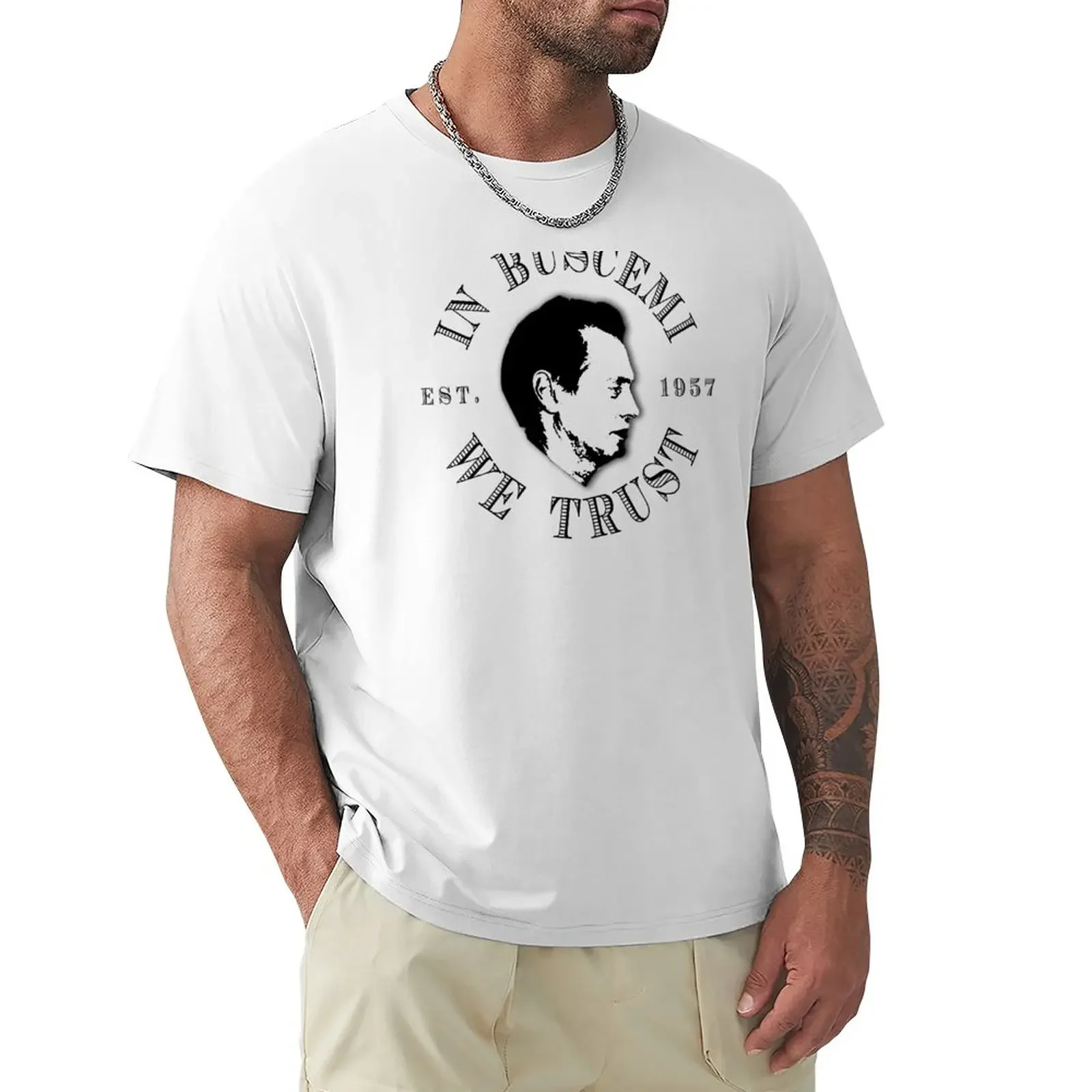 In Buscemi We Trust T-Shirt anime clothes for a boy workout shirts for men