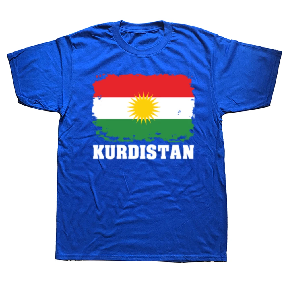 Funny Kurdistan Kurdish Flag Vintage Aged T-shirts Men Women's Fashion Casual Tshirt 100% Cotton Loose Oversized T Shirt Summer