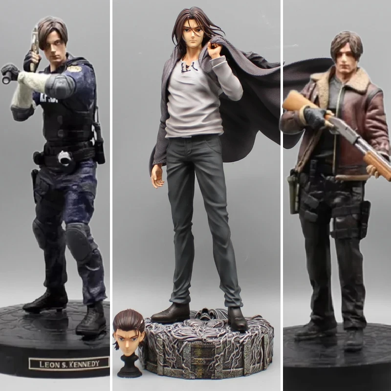 

33cm Game Leon Kennedy Figura Leather Jacket Figures Doll Anime Jill Valentine Action Figure Statue PVC Desktop Ornament Toys