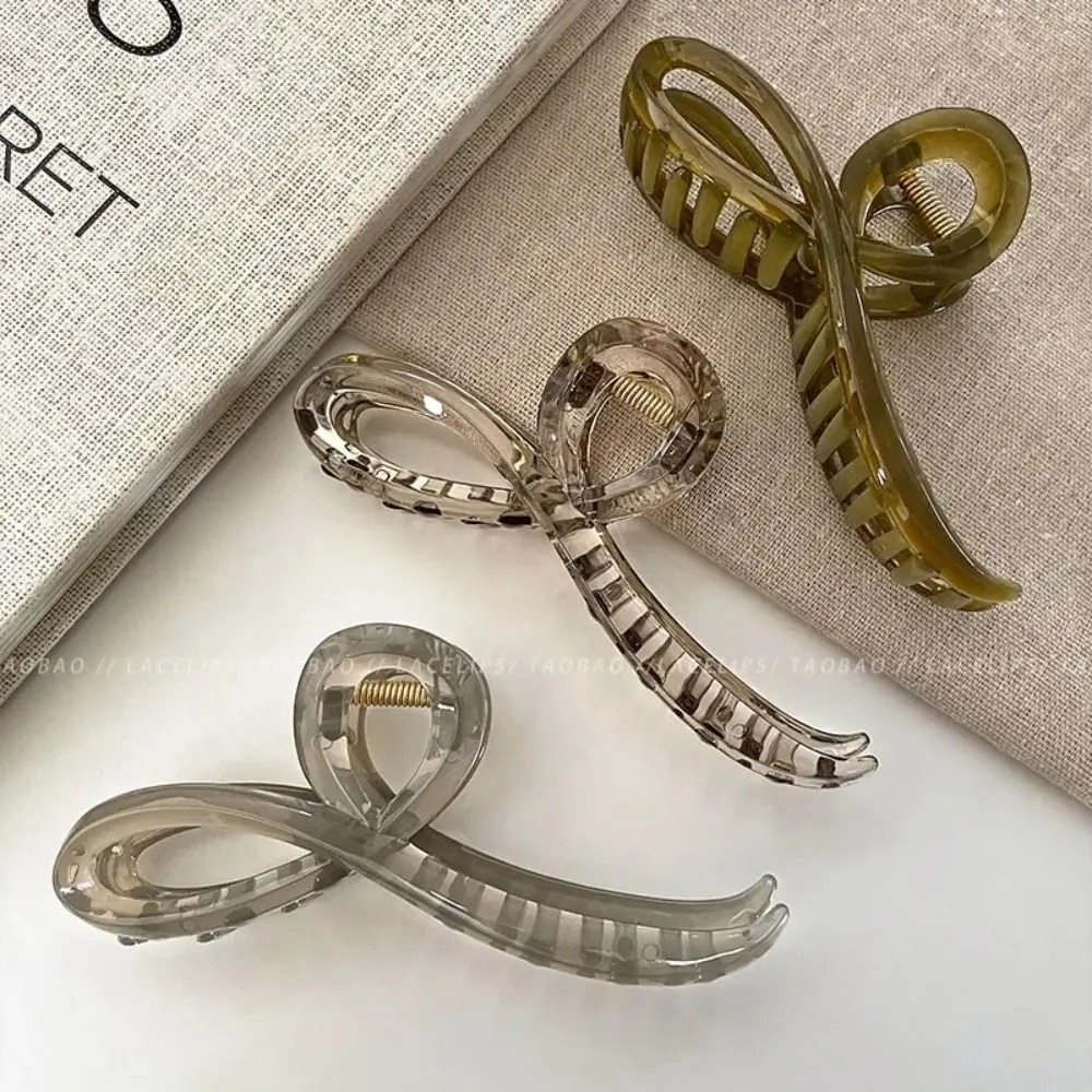 Diadema trasera elegante de Color gelatina, pinzas para el pelo, adorno de lazo, tocado con abrazadera de tiburón para mujer