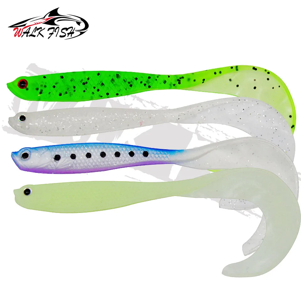 WALK FISH 4PCS Jigging Wobbler Angelköder 12,5 cm 5,5 g Shad T-Schwanz weicher Köder Künstliche Silikonköder Bass Hechtangeln
