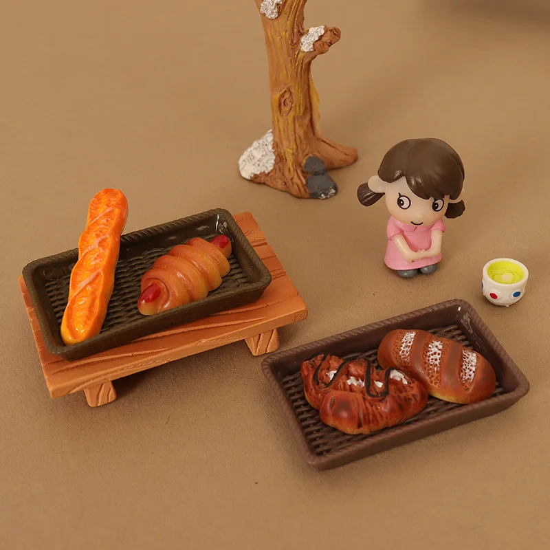 

Dollhouse Bread Tray 1set Mini Food Miniature Kitchen Scene Model Shooting Props Set OB11 Decoration Ornaments Home Decor