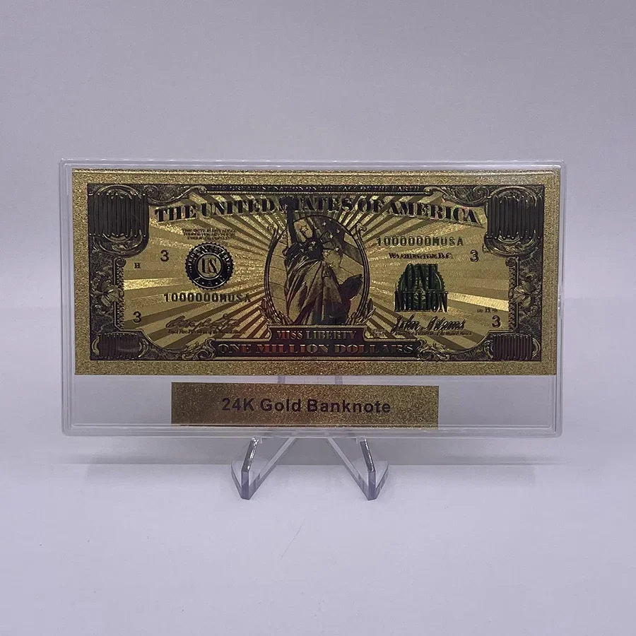 US Dollar Banknote Currency One Million and Billion with Display Shelf European Commercial Gift Gold Banknote Collection