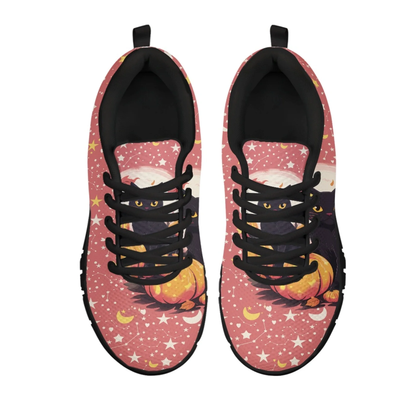 Coloranimal Black Cat Women Cushioned Jogging Shoes for Long Standing Hospital Floor Leisure Walking Shoe for Outdoor