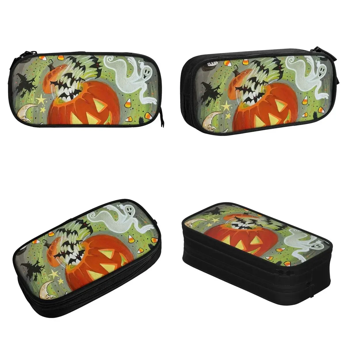 Pumpkin Cute Halloween Ghost Cat Pencil Case Fashion Pen Holder Bags Girl Boy Large Storage School Supplies Cosmetic Pencilcases