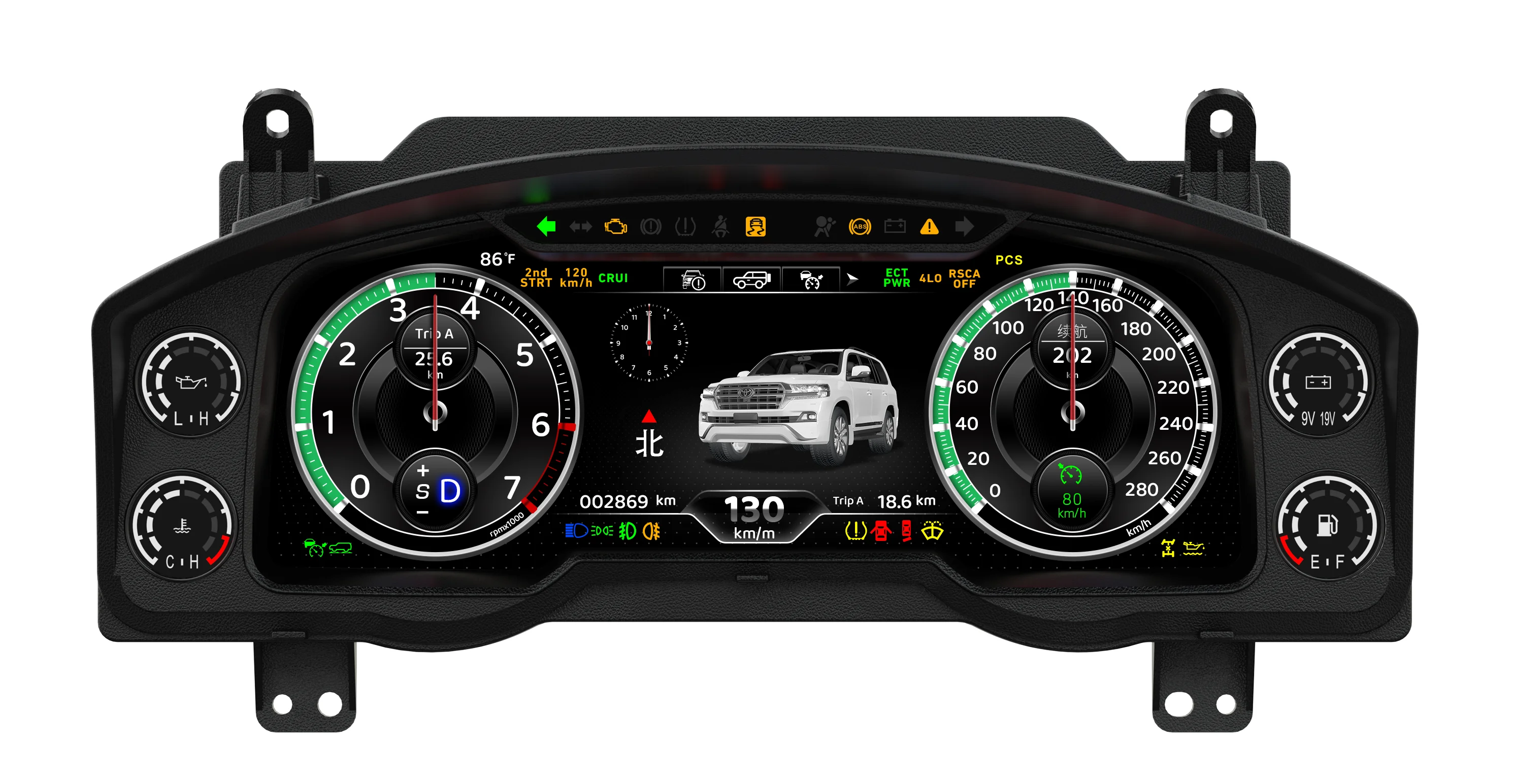 12.3 ''Digitale LCD Instrument Dash Screen Cluster Voor Toyota Land Cruiser LC200 2008-2015 LCD Dashboard Instrument display