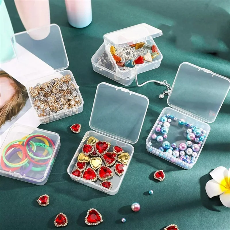 6PCS Mini Storage Box Transparent Square Plastic Box Earrings Jewelry Packaging Storage Small Square Box  Jewelry Organizer