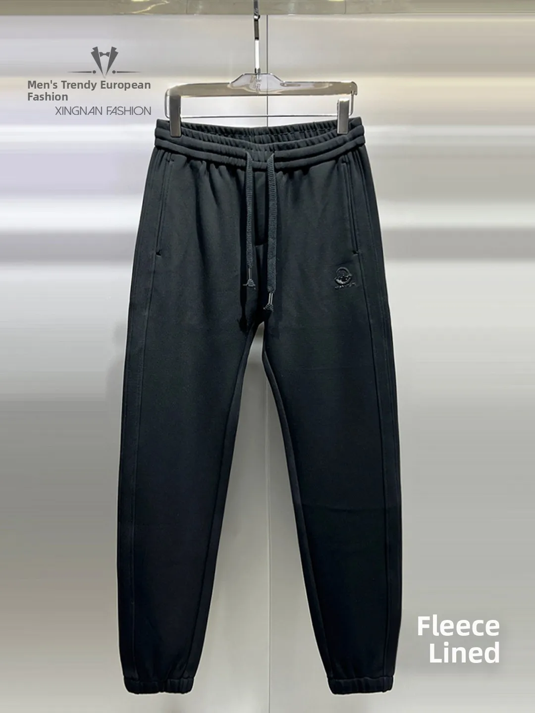 

Men's Faionable Fce Lined Thiened Warm Sports Pants Casual Trousers Simple Design Winter 2025 Elastic Waist Cotton Blend