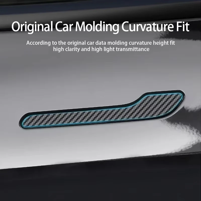 For Tesla Model 3 Y Carbon Fiber ABS Styling Premium Durable Accessories model3 2024 Car Door Handle Cover Protector Sticker image 4