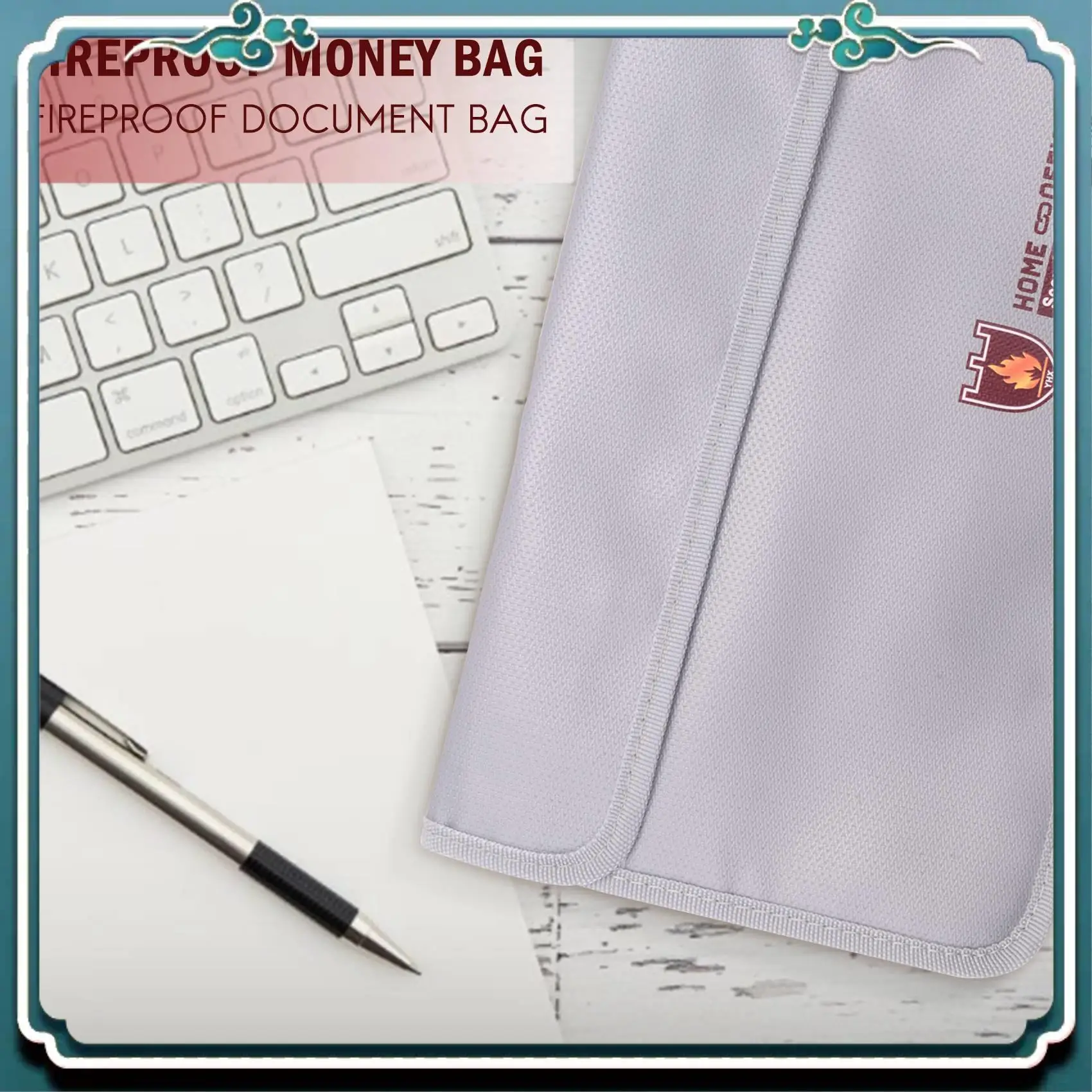 

Простая в использовании огнестойкая сумка для документов, водонепроницаемая и огнестойкая сумка для денег на молнии, огнестойкая безопасная сумка для хранения для паспорта и т. д.