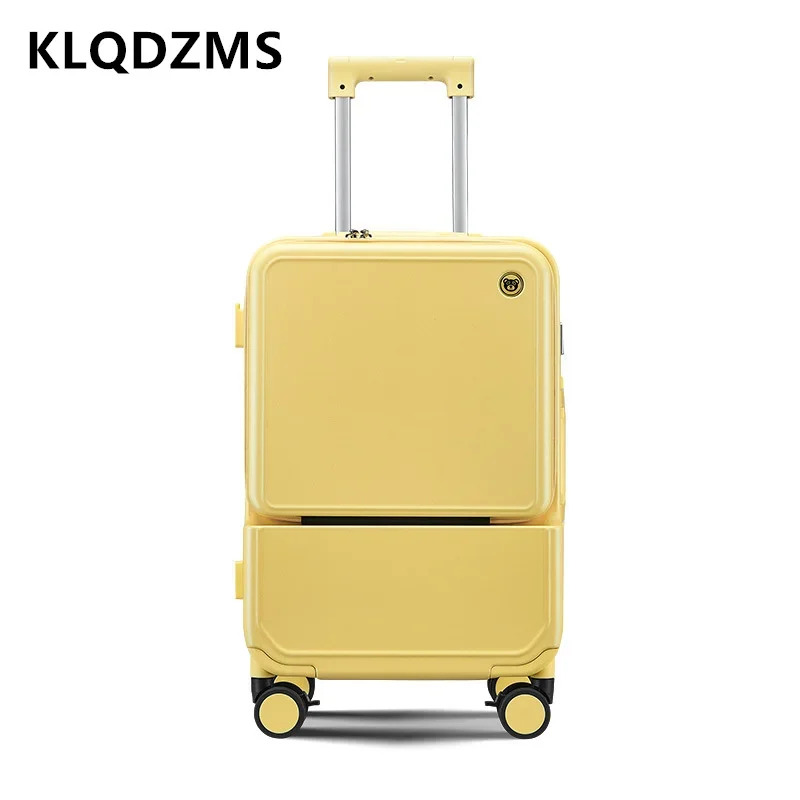 KLQDZMS-Valise d'Ordinateur Portable à Ouverture Frontale, Cadre en Aluminium, Chariot de 20 Pouces, 24 Pouces, ABS + PC avec Roues, Bagages Roulants