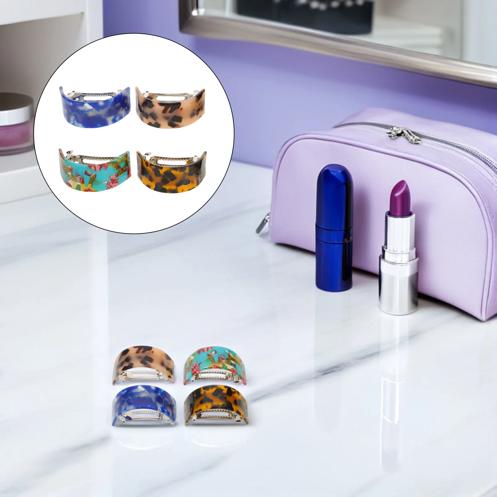 

4Pcs Hair Bun Claw Clips Acetate Spring Claw Clip High Ponytail Bun Fork Updo Hair Accessories Women Barrettes