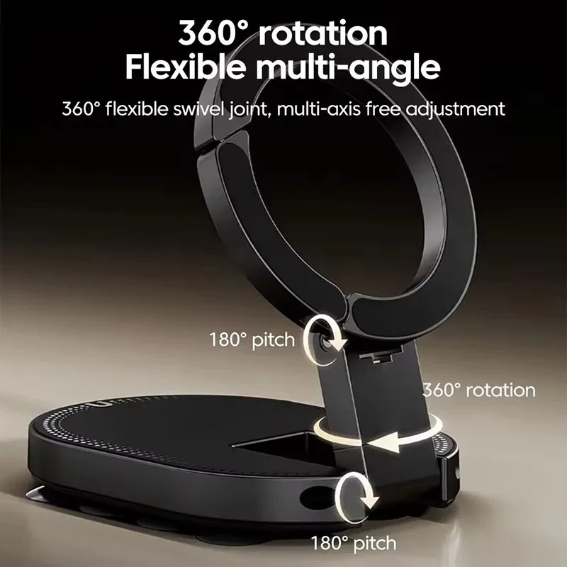3 In1 Magnetic Foldable Phone Stand Universal 360 Rotation Desktop Mobile Holder With Suction Cups At The Bottom view 5