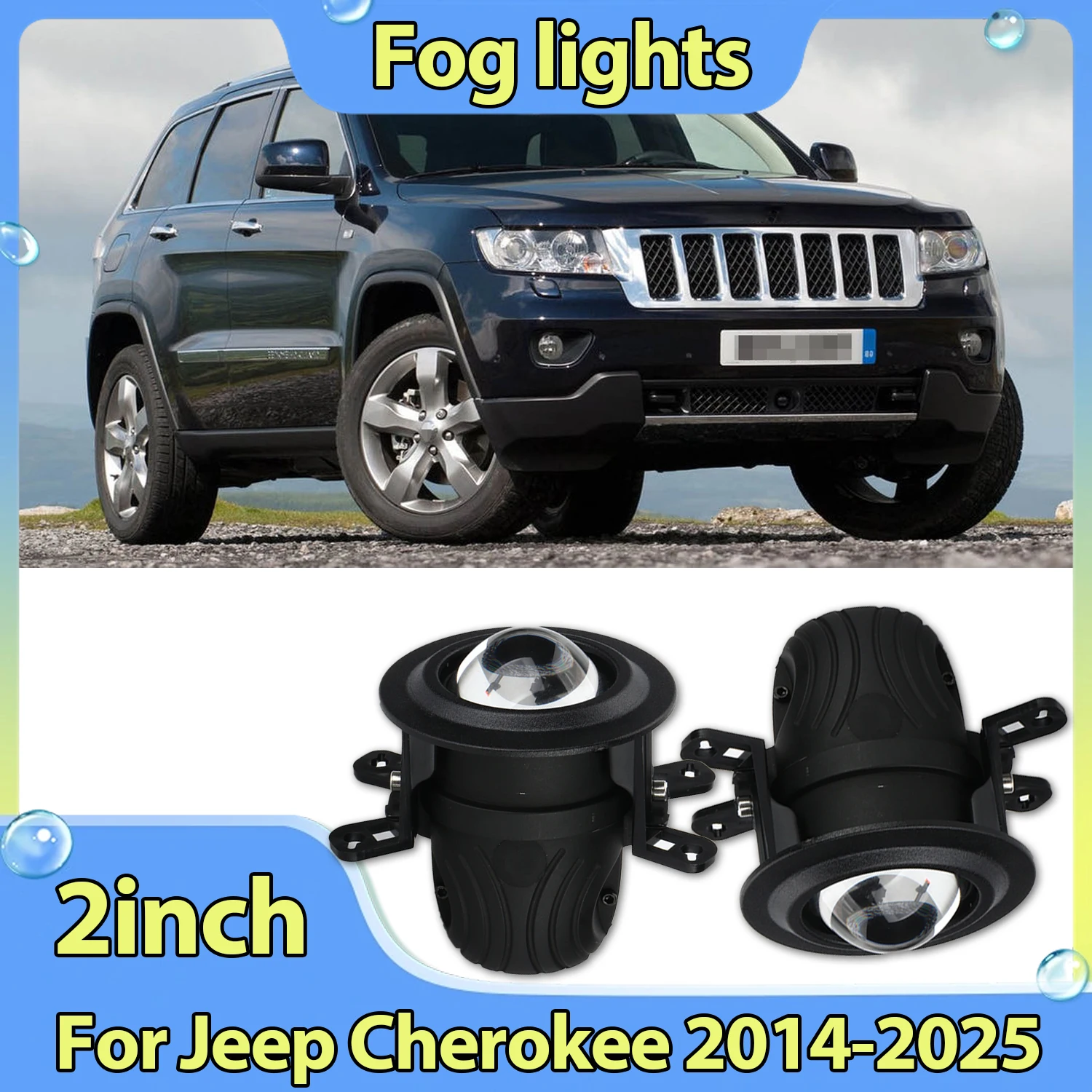 2inch Car Projector Lens Fog Light CSP Chip Yellow White Light Fog Light 12V Waterproof Bi Led For Jeep Cherokee 2014-2025