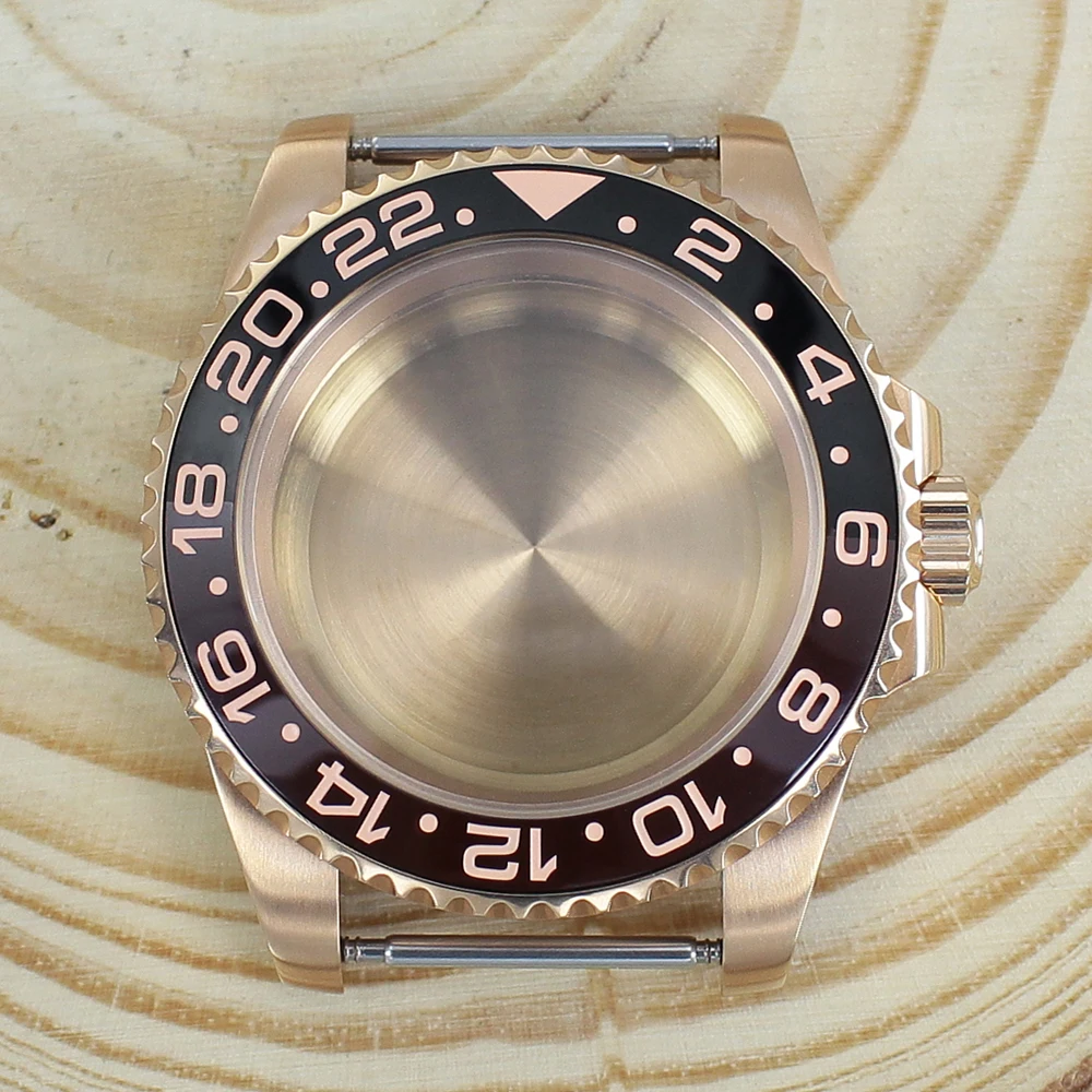

Корпус часов из розового золота 40 мм, керамический безель для NH34 NH35 NH36/38 Miyota8215 ETA2824, механизм GMT SUB Yacht master, циферблат 28,5 мм, 20 АТМ