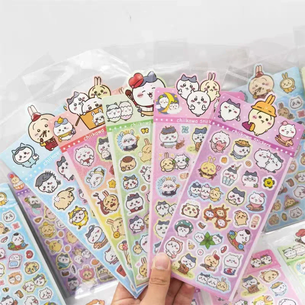 1-60PCS Anime Jiyikawa Hachiware Mixed Laser Stickers Cartoon Usagi Kawaii Student Guka Manual Decorative Materials Girls Gifts