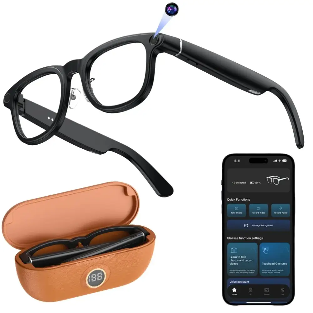 Gafas inteligentes X01 AI, cámara de 8MP, grabación de vídeo, más de 100 idiomas, gafas de sol de traducción, llamada Bluetooth,