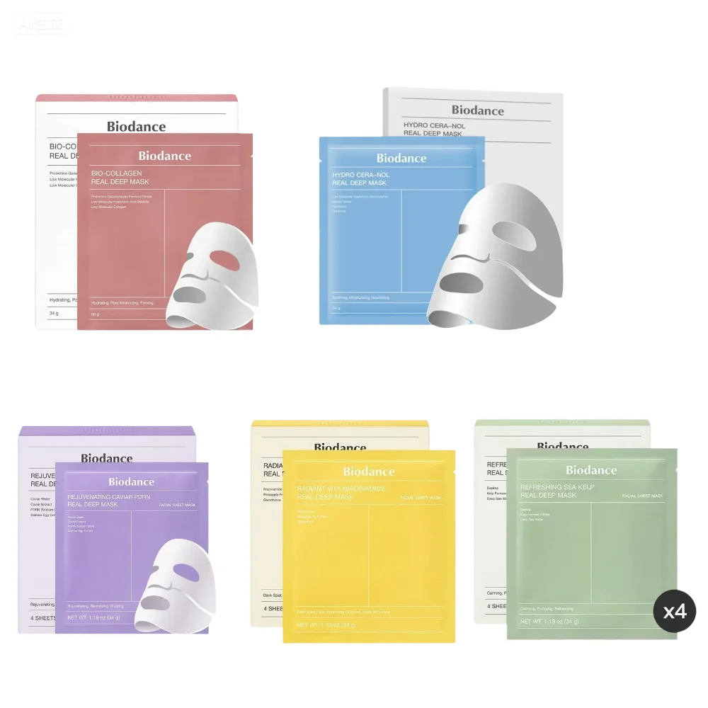 BIODANCE Bio-Collagen Deep Hydrating Gel Mask, nächtlich feuchtigkeitsspendend, schrumpfende Poren, verbessert die Elastizität 1/4 Stück