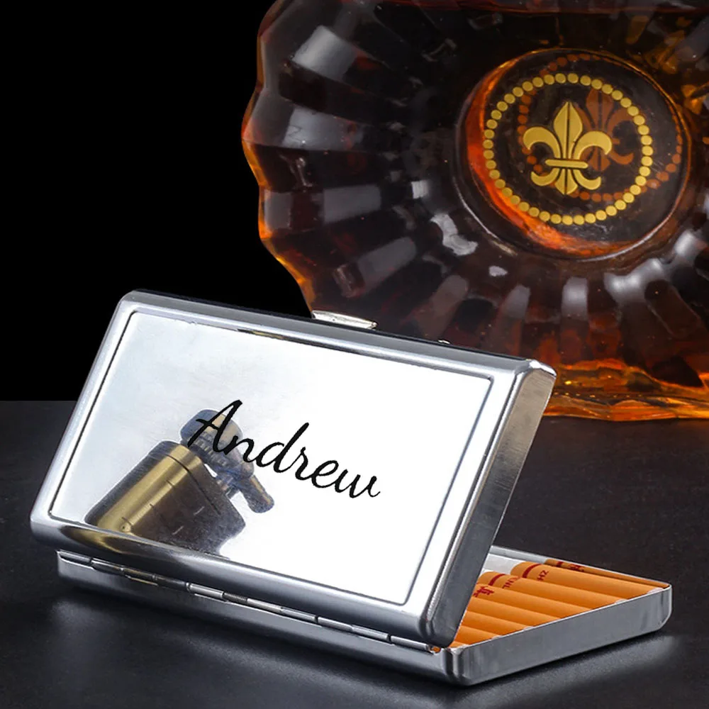

Customized Stainless Steel Rectangular Cigarette Cases With Free Pure Text Engraving Large Capacity Reliable Use Portable Design