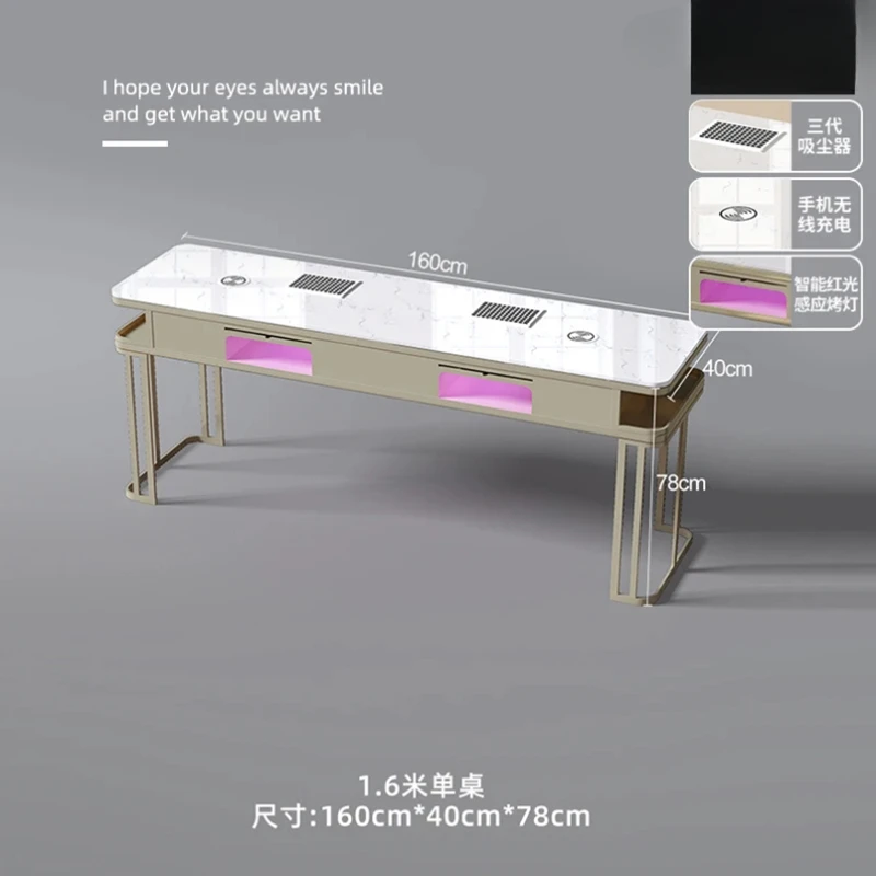 Modern Luxury Professional Nail Table Dressing Storage Manicure Table Vacuum Cleaner Mesa De Manicure Salon Furniture WT