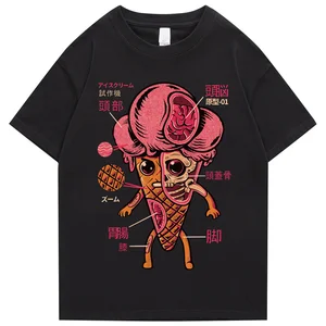 2022 Men's Hip Hop T Shirt Funny Ice Cream Monster Anatomy Harajuku Kanji T Shirt Streetwear T Shirt Cotton Summer Top T Shirt