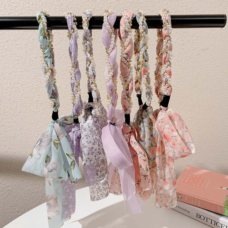 DS In Stock Low Price Clearance Summer Ribbon Floral Headband Fabric Hairband for Women Girls Hair Accessories