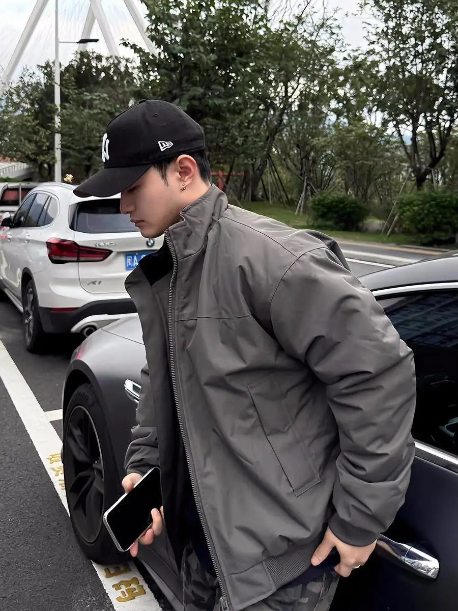 Frühling Herbst ort Jaet Herren American Retro Loose Casual Baseball Oberbekleidung Faionable Reißverschluss Kein Hut