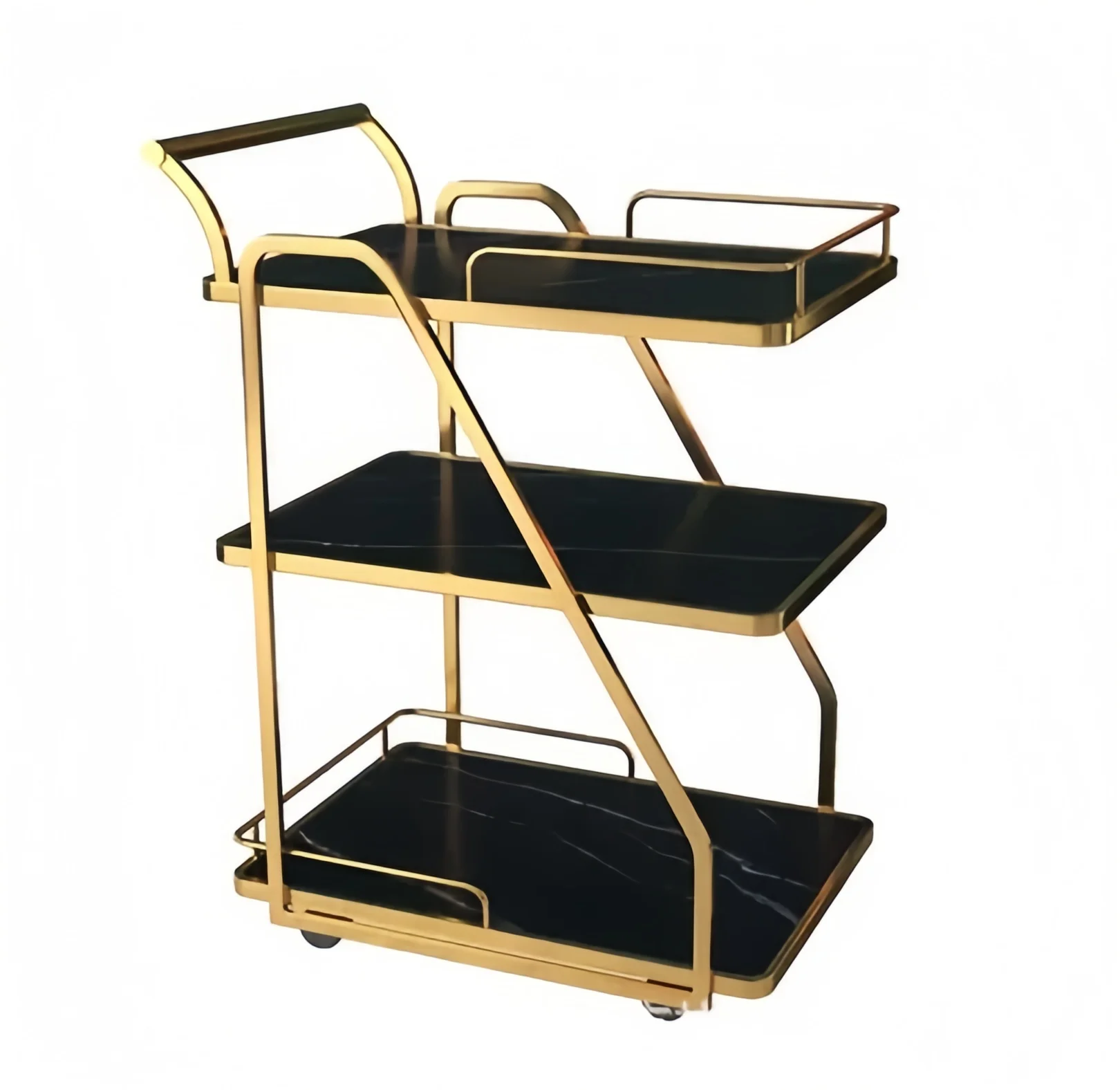 Luxury Modern Stainless Steel Bar Rest Service Trolley For Kitchen Dining Living Room Home Office Hotel Beauty Salon-3 Tiers